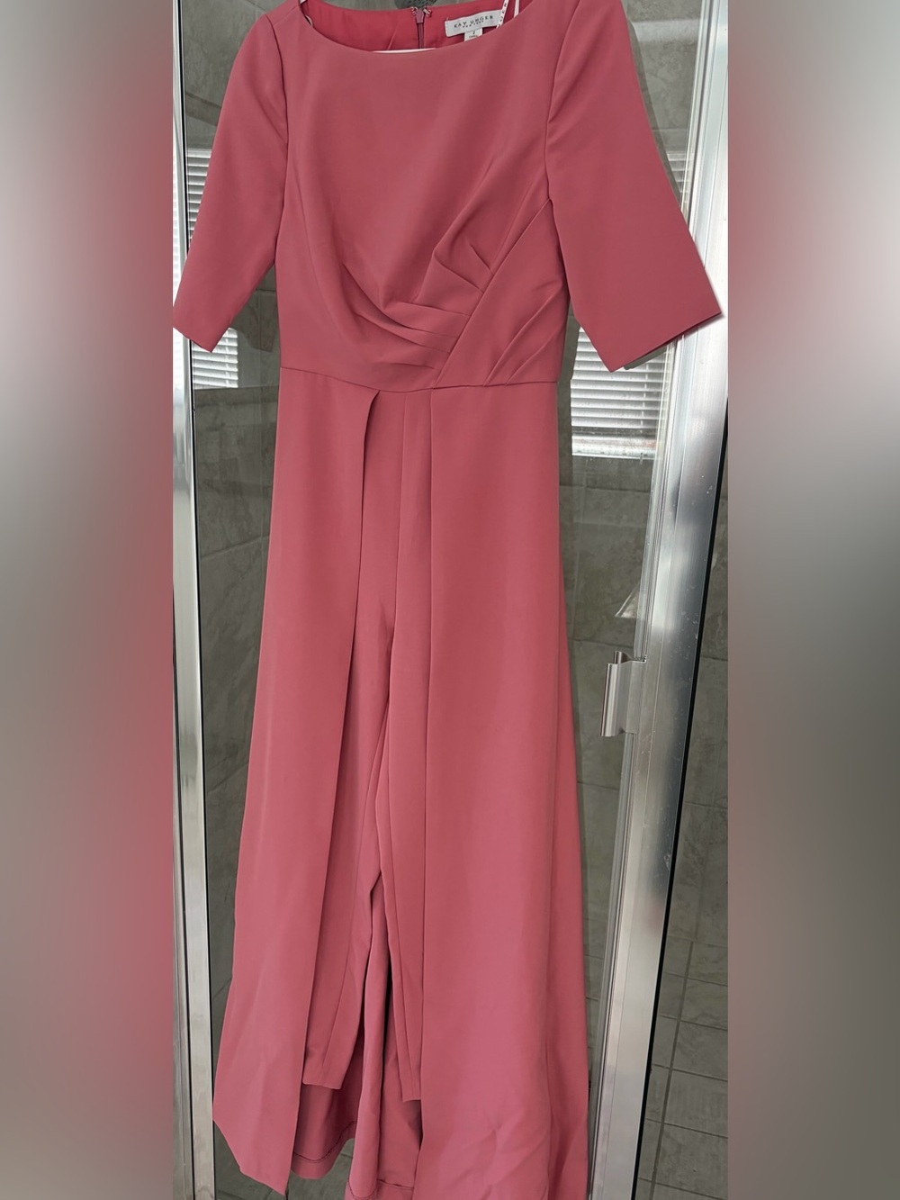 Kay Unger Rose Pink Draped Maxi Dress